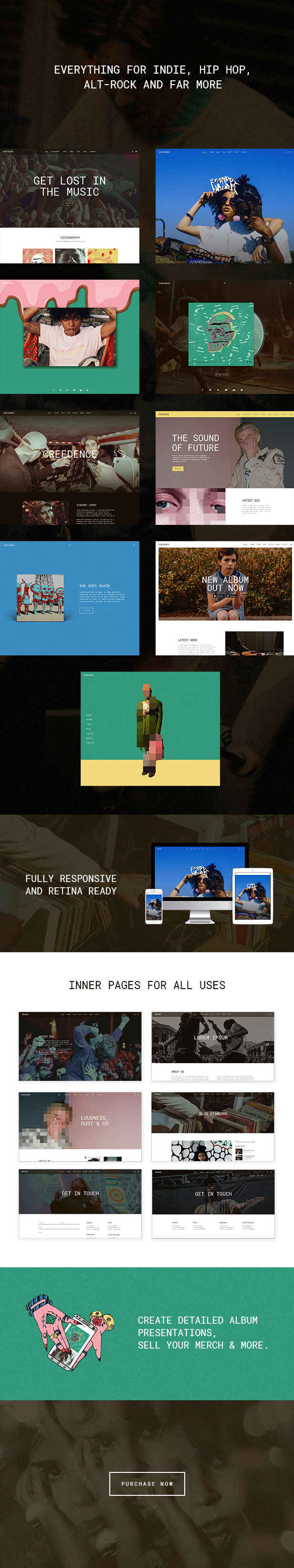 WordPress theme Creedence - An Alternative Music Theme for Bands and Labels (Music and Bands)